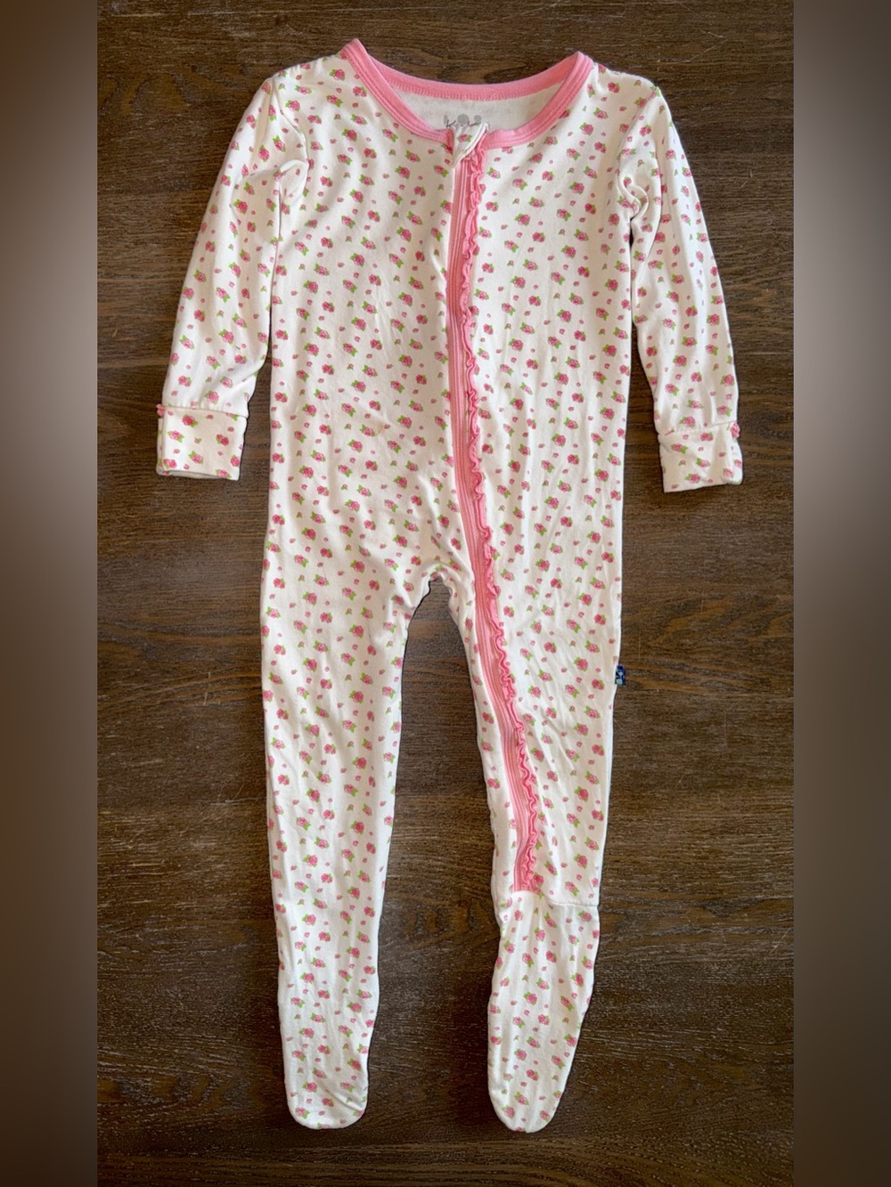 Kickee Pants Roses Zip Footie size 12-18 mo